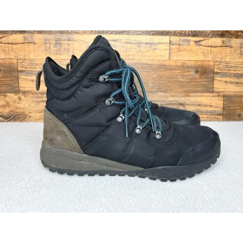 Columbia Mens Hiking Fairbanks Omni-Heat Winter Boots Sz 12 Black Brown Insulate